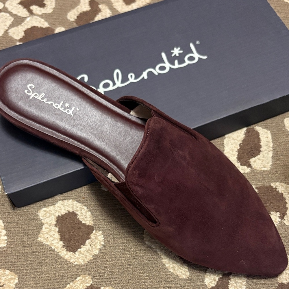 Splendid Dark Red Suede Mules